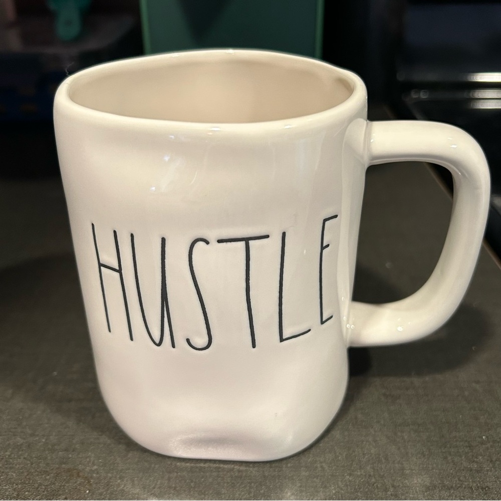 Rae Dunn White Ceramic Hustle Mug